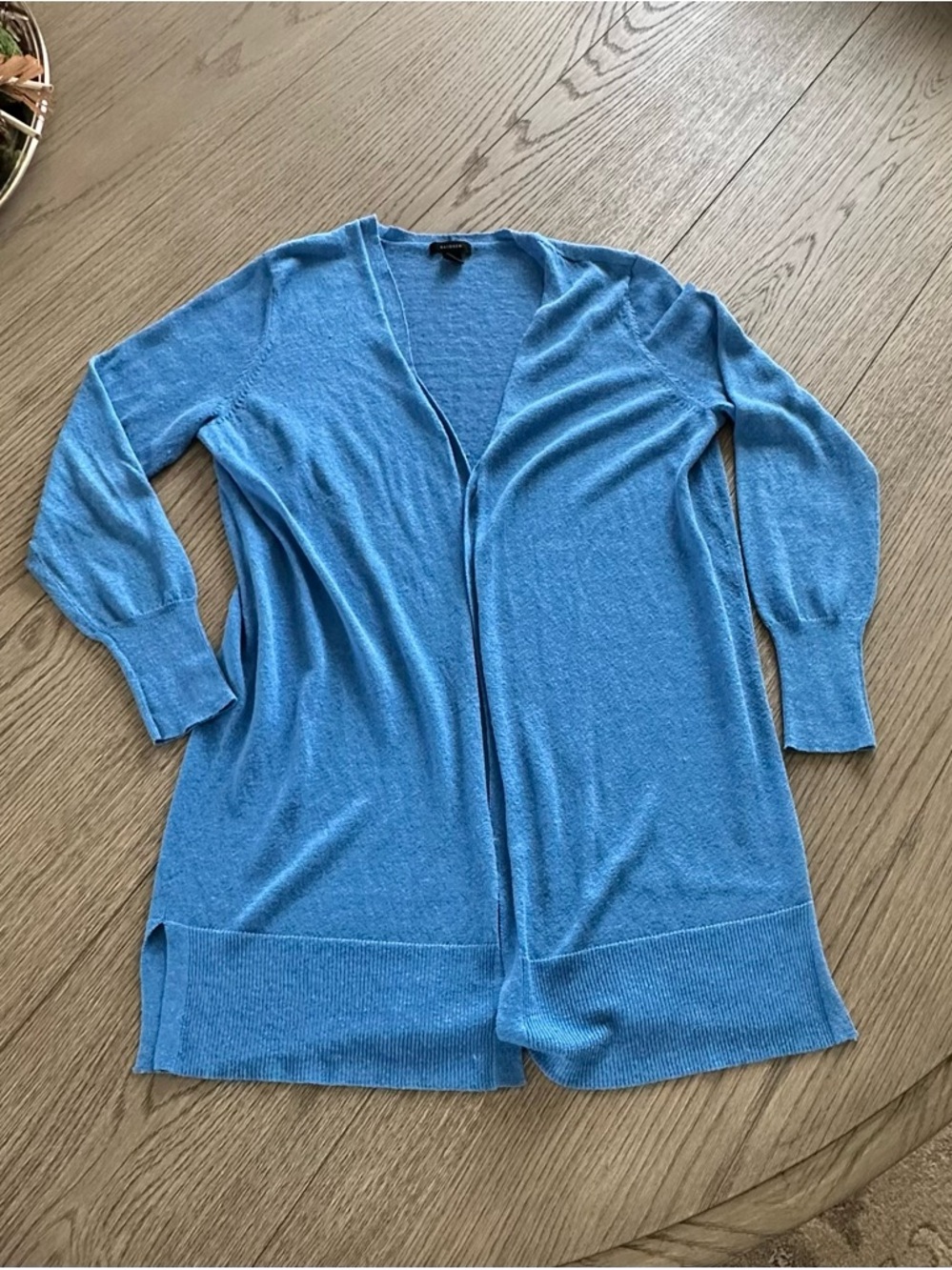 Women’s Sky Blue Draped Open Front Knit Cardigan